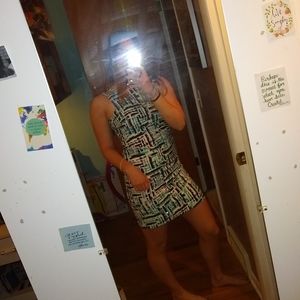 Bodycon dress, white blue and black